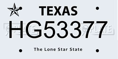 HG53377 Texas License Plate