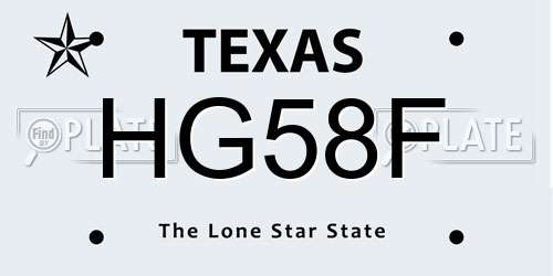 HG58F Texas License Plate