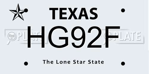 HG92F Texas License Plate
