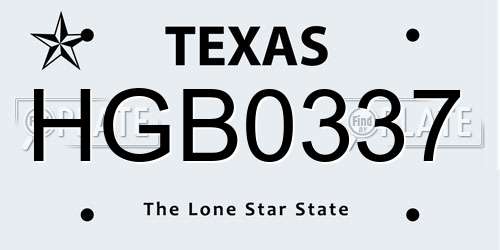 HGB0337 Texas License Plate