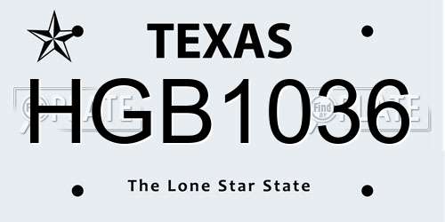 HGB1036 Texas License Plate