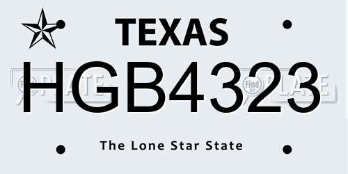 HGB4323 Texas License Plate