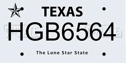 HGB6564 Texas License Plate