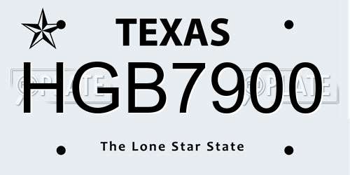 HGB7900 Texas License Plate