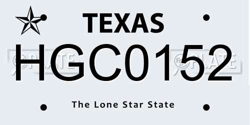 HGC0152 Texas License Plate