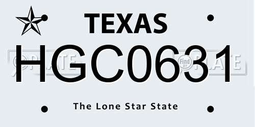 HGC0631 Texas License Plate