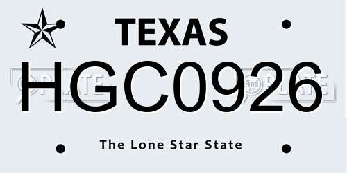 HGC0926 Texas License Plate