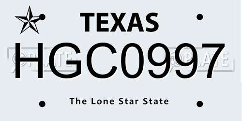HGC0997 Texas License Plate