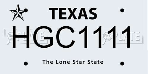 HGC1111 Texas License Plate