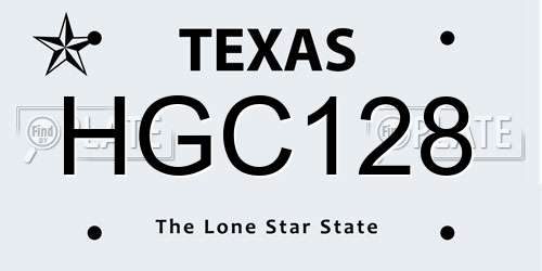 HGC128 Texas License Plate