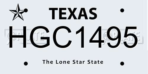 HGC1495 Texas License Plate
