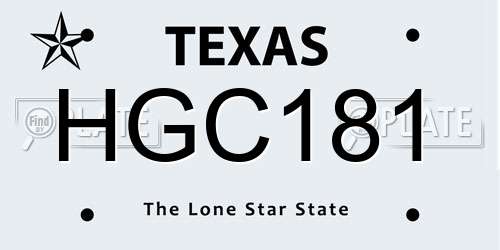 HGC181 Texas License Plate