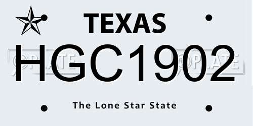 HGC1902 Texas License Plate