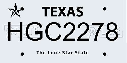 HGC2278 Texas License Plate