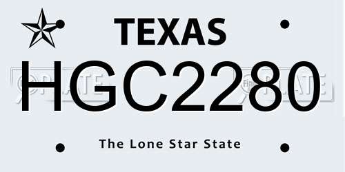 HGC2280 Texas License Plate