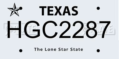 HGC2287 Texas License Plate