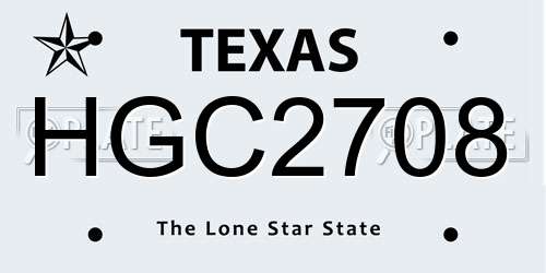 HGC2708 Texas License Plate