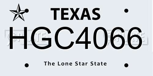 HGC4066 Texas License Plate