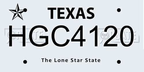 HGC4120 Texas License Plate