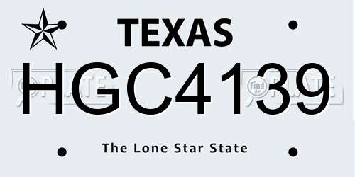 HGC4139 Texas License Plate