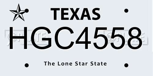 HGC4558 Texas License Plate