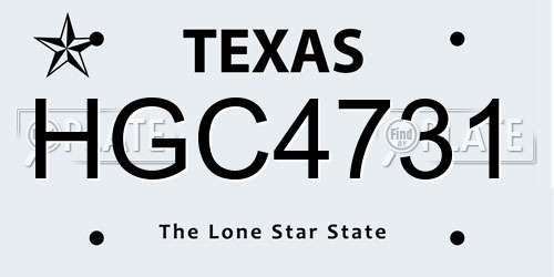 HGC4731 Texas License Plate