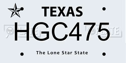 HGC475 Texas License Plate