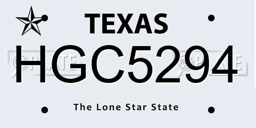HGC5294 Texas License Plate