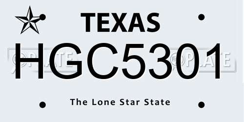 HGC5301 Texas License Plate