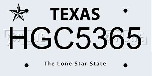HGC5365 Texas License Plate