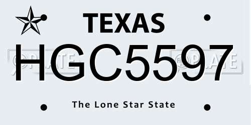 HGC5597 Texas License Plate