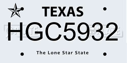 HGC5932 Texas License Plate