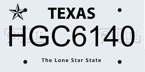 HGC6140 Texas License Plate