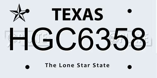 HGC6358 Texas License Plate