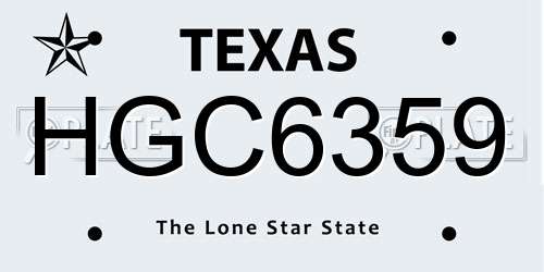 HGC6359 Texas License Plate