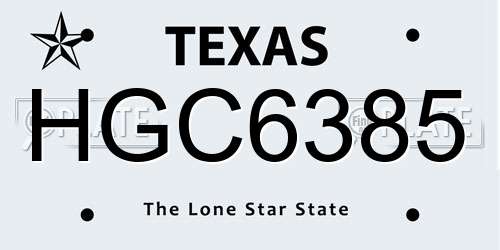 HGC6385 Texas License Plate