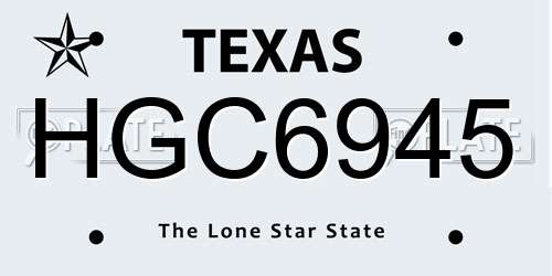 HGC6945 Texas License Plate