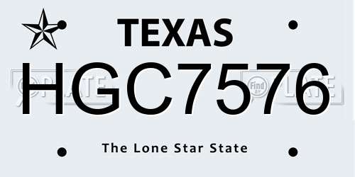HGC7576 Texas License Plate