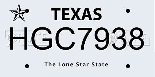 HGC7938 Texas License Plate
