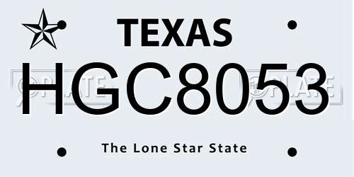 HGC8053 Texas License Plate