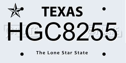 HGC8255 Texas License Plate