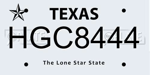 HGC8444 Texas License Plate