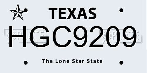 HGC9209 Texas License Plate