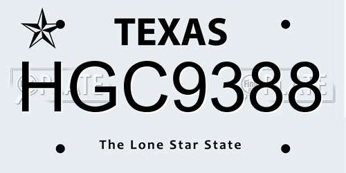 HGC9388 Texas License Plate