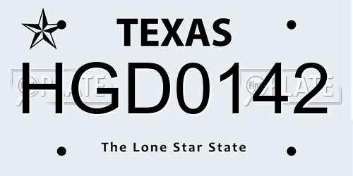 HGD0142 Texas License Plate