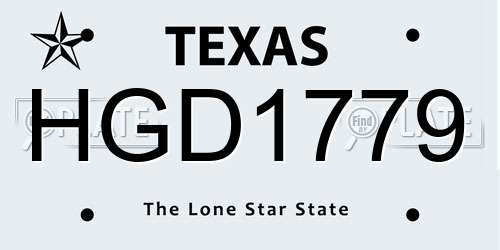 HGD1779 Texas License Plate