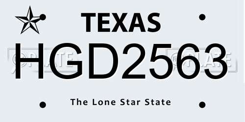 HGD2563 Texas License Plate