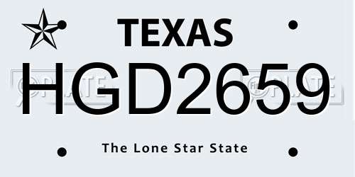 HGD2659 Texas License Plate