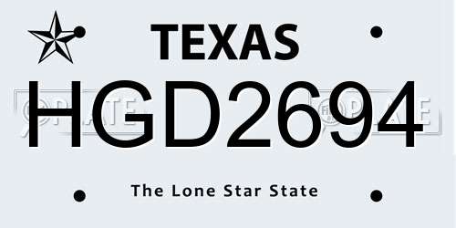 HGD2694 Texas License Plate