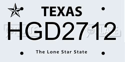 HGD2712 Texas License Plate